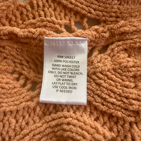 Derek Heart Peach Crochet Cardigan Women's S - Y2K Open Knit Sweater Layer Boho - Picture 6 of 12